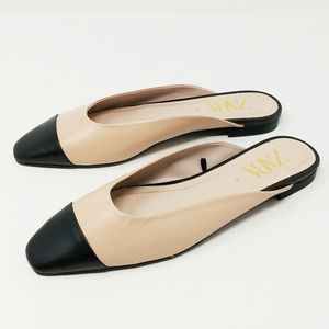 Zara Colorblock Nude Black Slip On Square Toe Mule